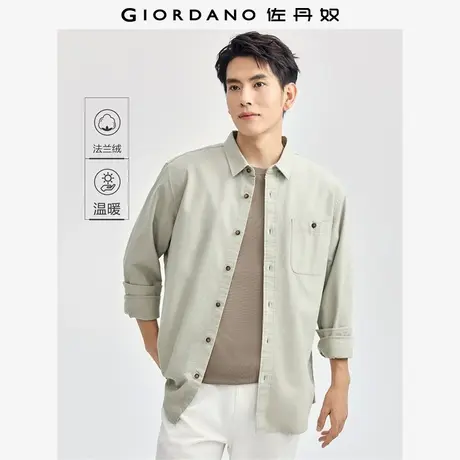 佐丹奴衬衫男装纯棉法兰绒单口袋梭织长袖衬衫 01044874商品大图