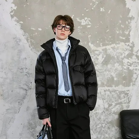 Lilbetter立领口袋饰羽绒服2024冬季新款休闲保暖面包服夹克外套商品大图