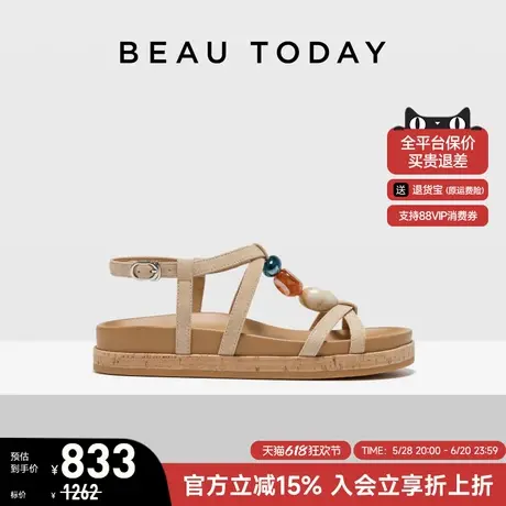 【商场同款】BeauToday厚底罗马凉鞋女夏季2025新款真皮时装凉鞋图片