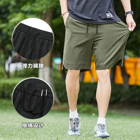 唐狮夏季新款休闲短裤男宽松直筒运动五分裤薄款冰感工装裤潮商品大图