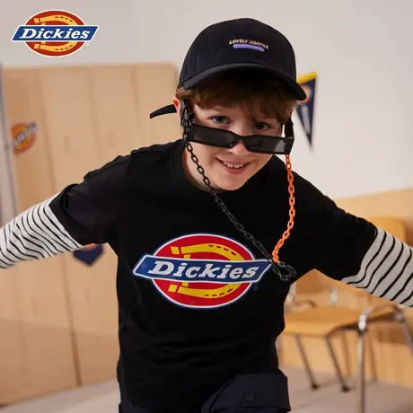 Dickies童装男童长袖t恤秋季儿童纯棉美式复古上衣女童打底衫薄A图片