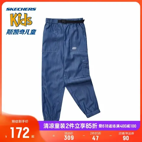 Skechers斯凯奇童装男童梭织牛仔裤儿童运动户外休闲工装裤束脚裤商品大图