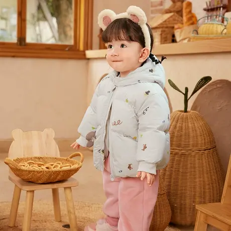 巴拉巴拉婴儿鹅绒羽绒服男童冬装女童短款外套2025保暖潮时尚萌趣商品大图