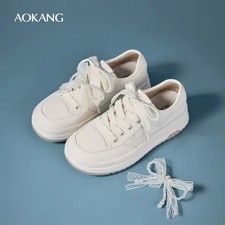 奥康 女鞋2025秋季板鞋甜美双鞋带纯色蝴蝶仙女风休闲鞋门店发货图片