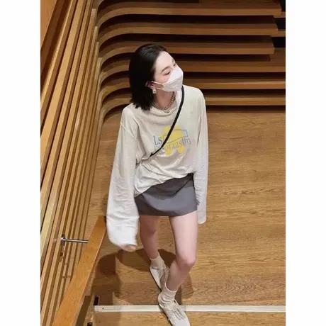 白色慵懒风薄款防晒罩衫女夏季韩系微透显瘦宽松百搭长袖t恤上衣图片