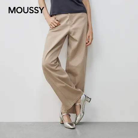 MOUSSY 2025秋季新品通勤风简约纯色阔腿休闲长裤女028IAZ31-2881商品大图