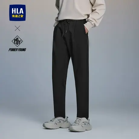 HLA/海澜之家POWER YOUNG抽绳锥形休闲裤25秋季新厚实保暖裤子男商品大图