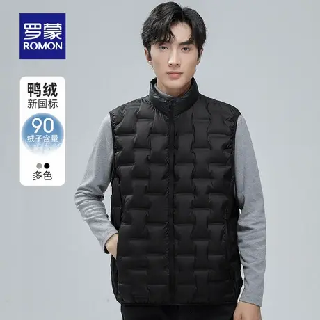 罗蒙男士简约休闲短款立领羽绒马甲2025冬季新款百搭户外保暖背心图片