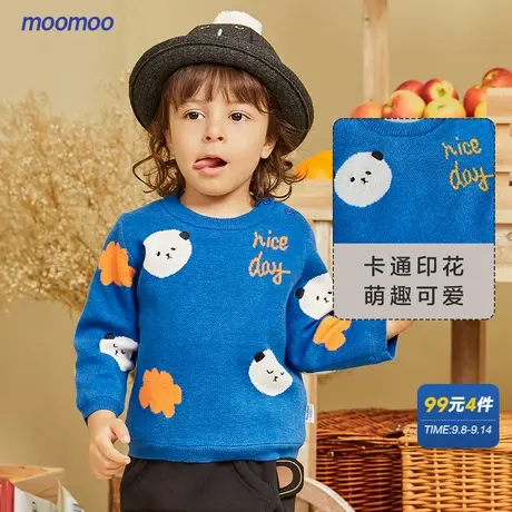 moomoo童装男童毛衣秋冬装小宝宝卡通时尚洋气卡通毛衫针织衫萌商品大图