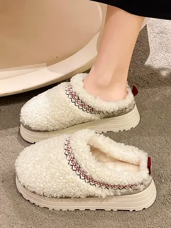 厚底增高包头毛毛拖鞋女外穿加绒保暖防滑2023秋冬季新款棉拖鞋子商品大图