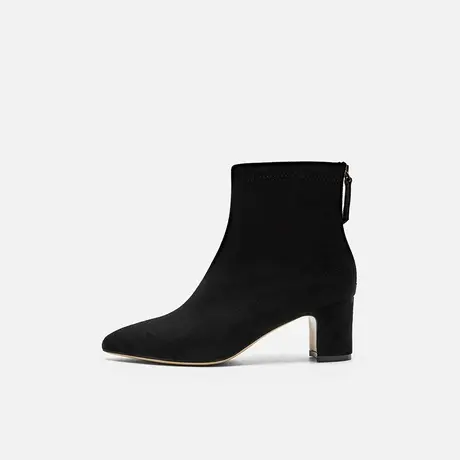 奥莱专供Nine West/玖熙2025年弹力靴尖头绒面粗跟瘦瘦靴中跟女靴商品大图