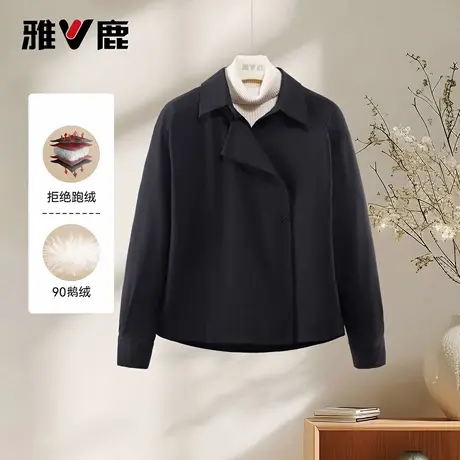 26雅鹿正品气质保暖新韩版加厚修身显瘦衬衫鹅绒羽绒服女款上衣图片