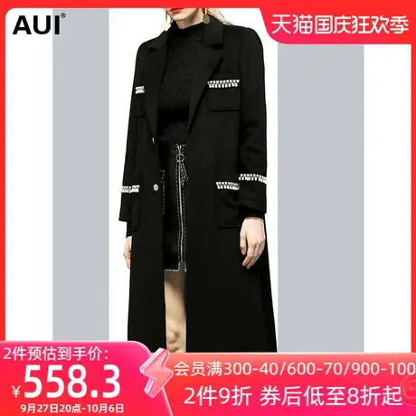 欧洲站帅气时尚轻奢毛呢外套女冬2023新款欧美风长款过膝呢子大衣图片