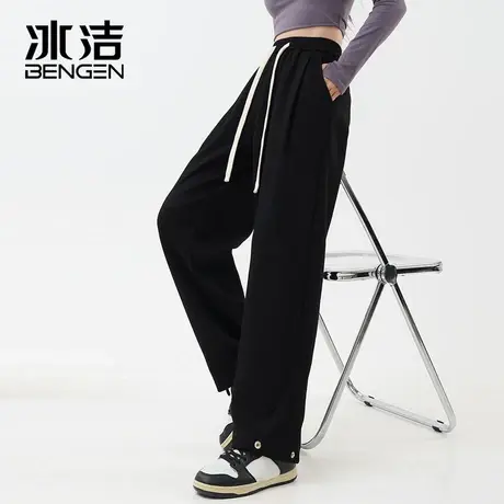 冰洁美式街头灰色阔腿裤女2023年新款设计感高腰显瘦百搭卫裤MYY商品大图