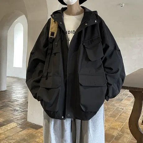 潮流宽松机能拉链开衫夹克男冲锋衣ins秋季新款运动防风休闲外套商品大图