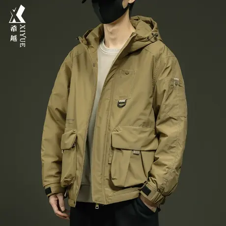 希越户外工装加厚棉衣男宽松大码2023冬季新款潮牌男士外套登山服商品大图