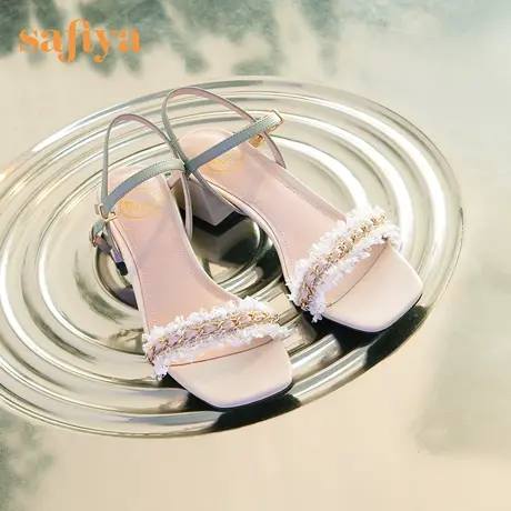 Safiya/索菲娅凉鞋中后空一字带粗跟夏季凉鞋女SF12115057商品大图