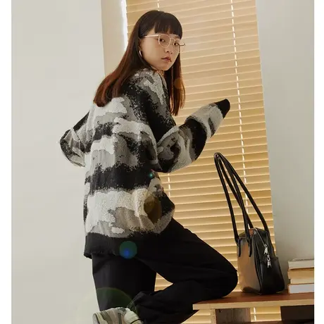 omont蛋挞家 复古云朵软糯毛衣女秋冬设计感小众慵懒风加厚针织衫商品大图