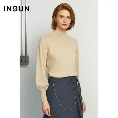 INSUN恩裳冬季H型灯笼袖100%羊绒毛针织衫图片