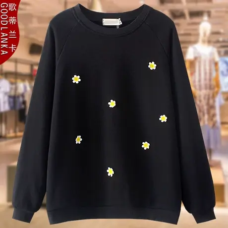 年轻气质胖妈妈秋装卫衣宽松显瘦洋气时尚加肥加大码女装长袖上衣商品大图