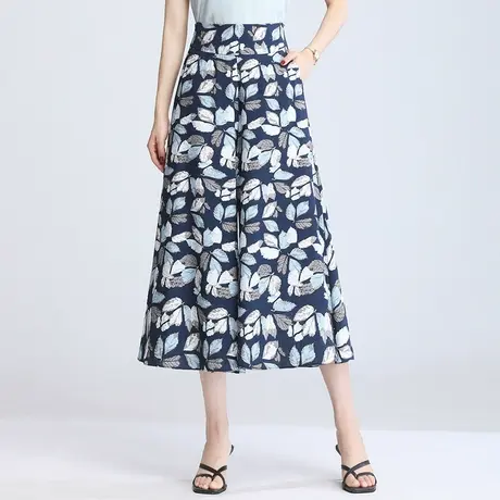 印花阔腿裤女七分裤2023夏季新款高腰休闲裤气质显瘦裙裤薄款裤子商品大图