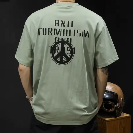 纯棉短袖t恤男士半袖上衣潮牌大码2024新款男装美式印花男款体恤商品大图