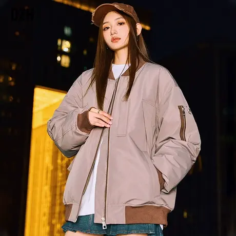 男女同款羽绒服外套男士冬季羽绒衣2024新款棒球领情侣款加厚夹克图片
