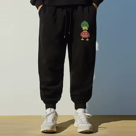 宽松运动卫裤男生情侣休闲裤大码束脚秋冬加绒胖子学生裤薄款长裤图片