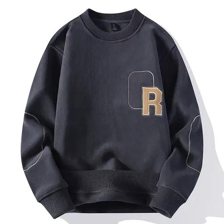 新款潮流时尚男士奥粒绒冬季加绒加厚保暖上衣服宽松外穿长袖卫衣图片