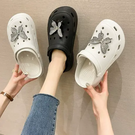 洞洞鞋拖鞋女夏外穿时尚减龄厚底增高防滑两穿包头松糕凉拖沙滩鞋商品大图