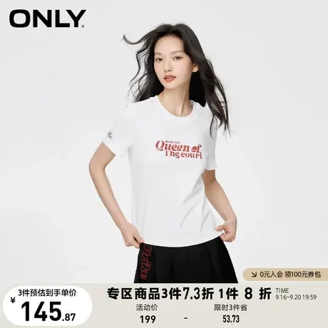 ONLY奥莱夏季新款简约基础百搭字母胶印短袖圆领T恤女商品大图