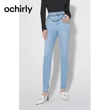 【品牌甄选】欧时力 高腰小脚牛仔裤23新款春裤子修身显瘦铅笔裤图片