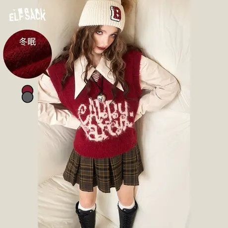 妖精的口袋短款针织马甲女2024早春新款学院风小个子显瘦叠穿背心图片