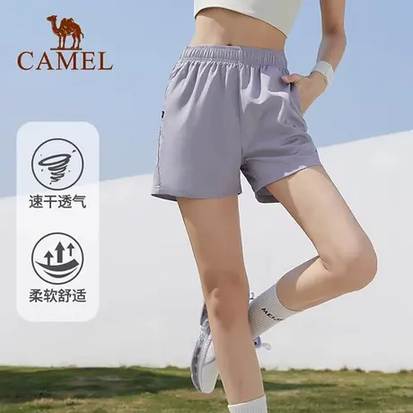 骆驼运动短裤女春夏季新款零感运动宽松薄款透气休闲裤梭织速干裤商品大图