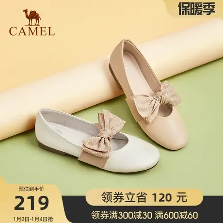 骆驼女鞋春季新款简约时尚俏皮可爱单鞋蝴蝶结气质淑女百搭鞋图片