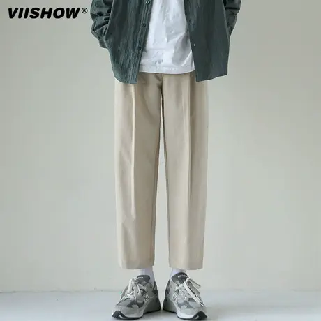 VIISHOW九分裤子男新款潮牌港风潮流宽松休闲百搭工装日系直筒裤商品大图