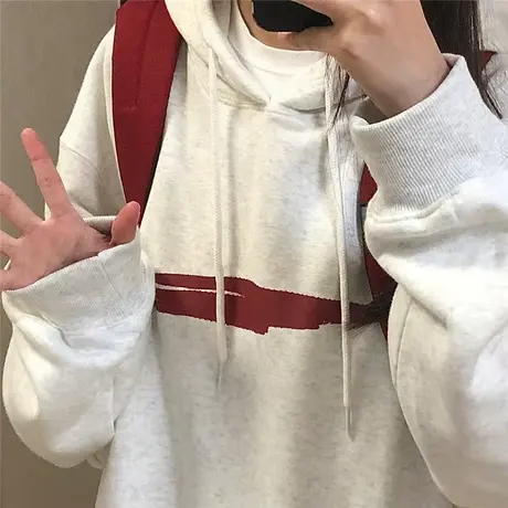 春秋薄款卫衣女连帽宽松潮牌美式复古2024新款oversize外套上衣图片