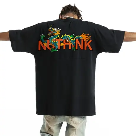 Nuthink美式字母印花短袖t恤 男 国潮潮牌ins大码宽松蝙蝠袖上衣图片