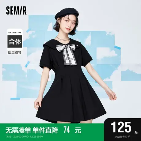 森马连衣裙女设计感蝴蝶结盐甜系2022夏新款女生绣花裙子时尚俏皮图片