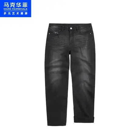商场同款马克华菲水洗磨白牛仔裤男23夏季新款复古简约休闲长裤图片