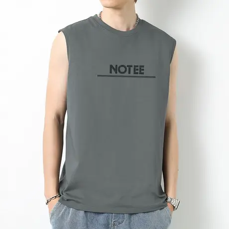 美式重磅纯棉背心男士宽松运动坎肩跨栏健身篮球无袖t恤夏季外穿商品大图