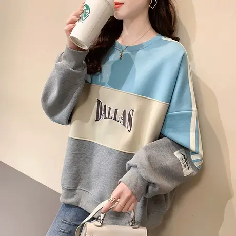 秋季卫衣女士宽松韩版2023新款女春秋薄款潮in慵懒风上衣外套百搭商品大图