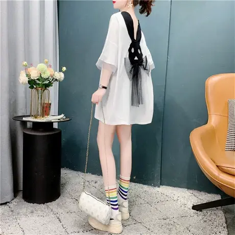 设计感短袖T恤女夏季2023年新款宽松网红露背小心机洋气减龄上衣商品大图