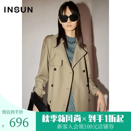 恩裳COVER春秋季醋酸羊毛混纺品质感通勤中长款风衣外套女图片