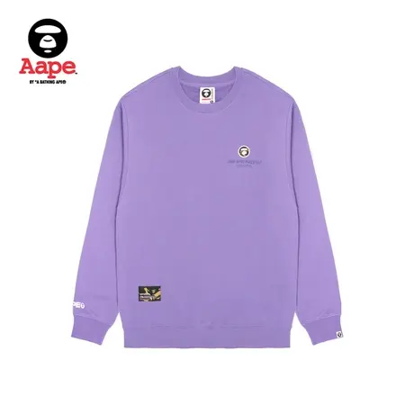 Aape旗舰店男装秋冬猿颜迷彩徽章字母印花休闲圆领卫衣A304XXL图片