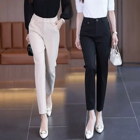 哈伦西装裤女春秋2023新款直筒宽松萝卜显瘦烟管裤休闲小脚西裤图片