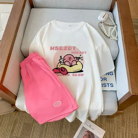 运动服套装女2023新款夏季宽松短袖短裤小个子时尚洋气休闲两件套图片