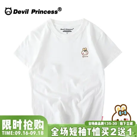 2023新款卡通纯棉短袖可爱少女学生卡通白色简约t恤宽松韩版百搭t商品大图