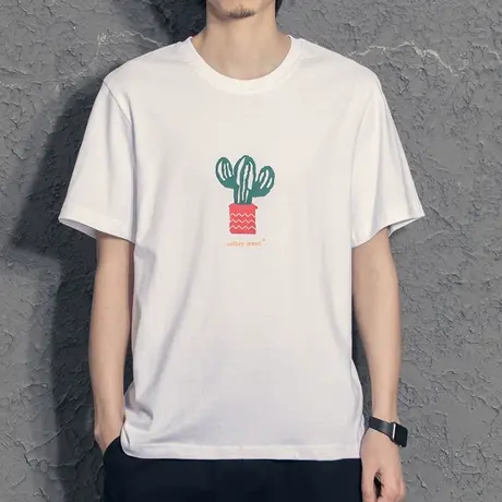 奕飏仙人掌短袖男潮牌宽松潮流男士t恤 2020新款夏季半袖体恤衫男商品大图