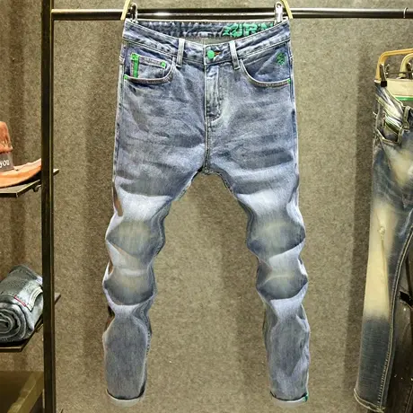 高端品质定制丹宁赤耳修身牛仔裤男款青年时尚休闲百搭小直筒裤子图片